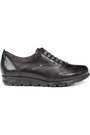Fluchos Schoenen, Dames, Zwart, 37 EU, Leer, Dames Casual Zwarte Leren Schoenen