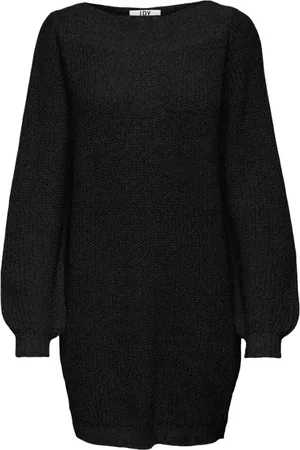 JACQUELINE DE YONG Kleedjes, Dames, Zwart, S, Polyester, Midi Boot Jurk
