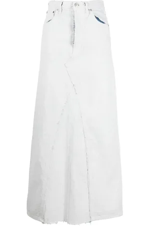 Maison Margiela Rokken, Dames, Wit, XS, Denim, Witte denim rok met rits en zakken