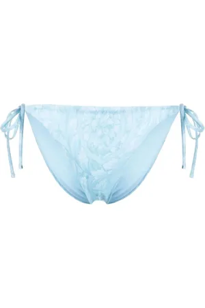 VERSACE Badkleding, Dames, Blauw, L, Gerecyclede Barocco Zwemslip