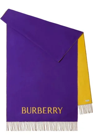 Burberry Accessoires, Dames, Paars, ONE Size, Wol, Omkeerbare Sjaal met Roos