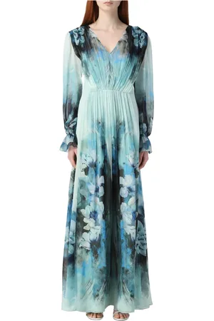 Alberta Ferretti Kleedjes, Dames, Blauw, S, Chiffon, Maxi Jurk
