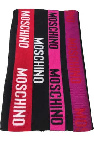 Moschino Accessoires, Dames, Veelkleurig, ONE Size, Wol, Logo Wollen Sjaal