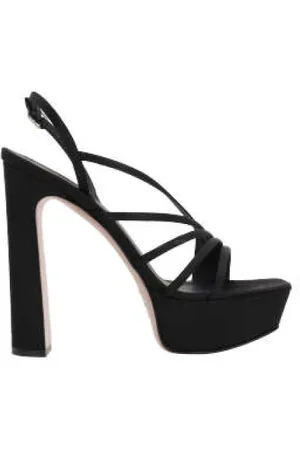 LE SILLA Schoenen, Dames, Zwart, 39 EU, Satijn, Zwarte Satijnen Plateau Sandalen