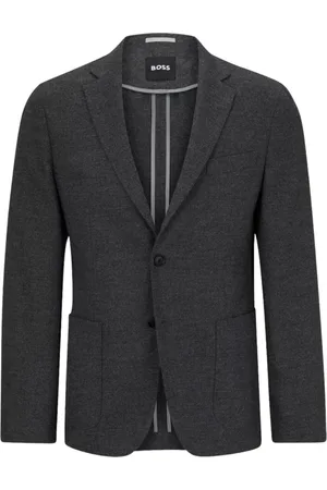 HUGO BOSS Jassen, Heren, Grijs, L, Wol, Slim Fit Performance-Stretch Jas