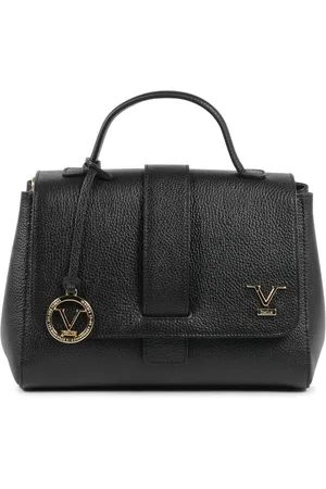 19V69 Italia Tassen, Dames, Zwart, ONE Size, Leer, Zwarte Leren Handtas