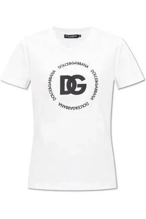 Dolce & Gabbana Tops, Dames, Wit, 2Xs, Katoen, T-shirt met logo