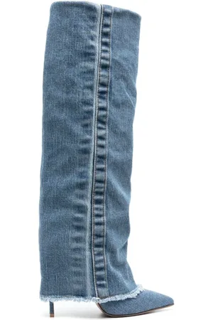 LE SILLA Schoenen, Dames, Blauw, 39 EU, Katoen, Andy 120mm Blauwe Randeffect Laarzen