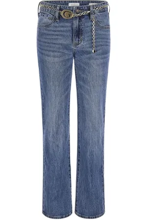 Guess Jeans, Dames, Blauw, W27, Katoen, Klassieke Straight Leg Mid-Rise Jeans