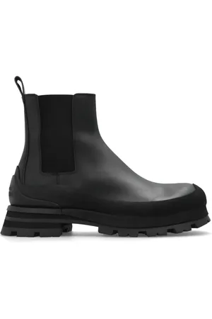 Alexander McQueen Schoenen, Heren, Zwart, 41 1/2 EU, Leer, Enkellaarzen met logo