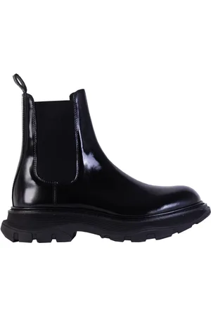 Alexander McQueen Schoenen, Heren, Zwart, 39 1/2 EU, Leer, Zwarte Chelsea Laarzen