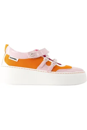 Carel Schoenen, Dames, Oranje, 36 EU, Leer, Baskina Sneakers - Leer - Oranje/Roze