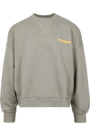 A PAPER KID Sweatshirts & Hoodies, Heren, Groen, XS, Katoen, Groene Katoenen Sweater met Ronde Hals