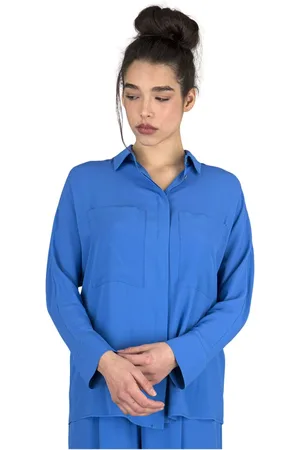 SEMICOUTURE Blouses & Shirts, Dames, Blauw, S, Gabrielle Acetate shirt