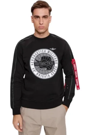 Aeronautica Militare Sweatshirts & Hoodies, Heren, Zwart, 2Xl, Katoen, Antartica Aeronautica Militaire Katoenen Trui