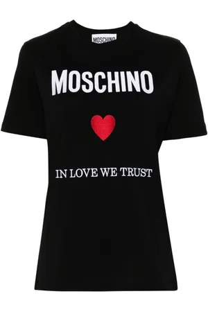 Moschino Tops, Dames, Zwart, 2Xs, Katoen, Zwarte Top met Logo Print