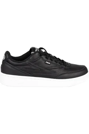 Fila Schoenen, Heren, Zwart, 41 EU, Leer, Leren Sneakers met Ronde Neus