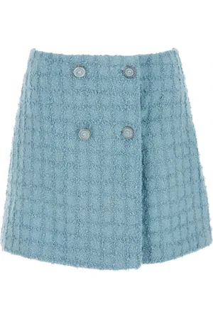 VERSACE Rokken, Dames, Blauw, S, Lichtblauwe Boucle Mini Rok