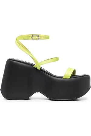 vic matiè Schoenen, Dames, Groen, 40 EU, Leer, Groene Chunky Leren Sandalen