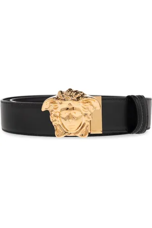 VERSACE Accessoires, Heren, Zwart, 110 CM, Leer, Omkeerbare Riem