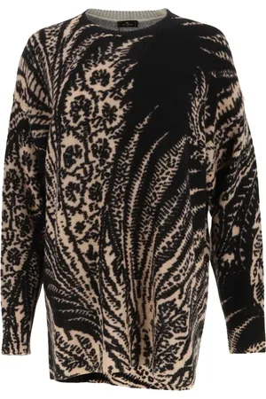 Etro Truien, Dames, Zwart, S, Wol, Zwarte Wol Bedrukte Trui