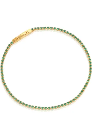 Sif Jakobs Accessoires, Dames, Geel, XL, Ellera Verguld Sterling Zilveren Armband met Groene Zirkoon