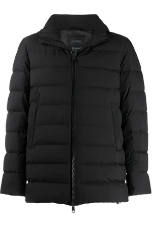 HERNO Jassen, Heren, Zwart, 3Xl, Zwarte gewatteerde jas met capuchon