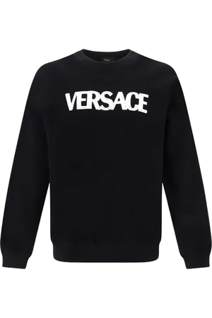 VERSACE Sweatshirts & Hoodies, Heren, Zwart, L, Polyester, Zwarte Logo Sweatshirt voor Heren