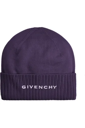 Givenchy Accessoires, Heren, Paars, ONE Size, Wol, Paarse Wol Ribgebreide Randen Hoed