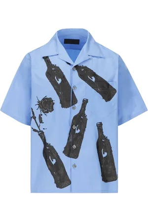 Prada Overhemden, Heren, Blauw, L, Katoen, Blauw Katoenen Overhemd voor Heren