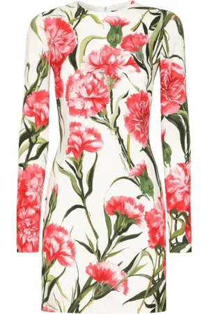 Dolce & Gabbana Kleedjes, Dames, Veelkleurig, S, Bloemenprint Zijden Jurk