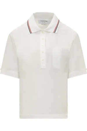 Thom Browne Tops, Dames, Wit, S, Katoen, SS Polo Shirt
