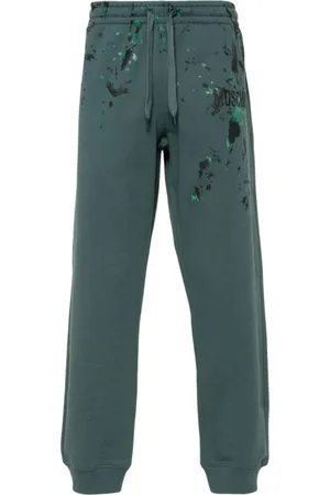 Moschino Broeken, Heren, Groen, S, Katoen, Groene Verfspatten Broek
