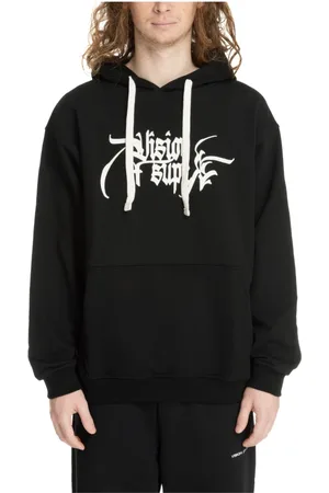 Vision Of Super Sweatshirts & Hoodies, Heren, Zwart, M, Katoen, Engel Standbeeld Patroon Hoodie