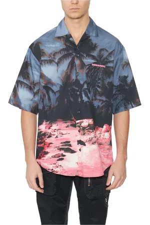 Dsquared2 Overhemden, Heren, Veelkleurig, L, Bedrukt Bowling Shirt