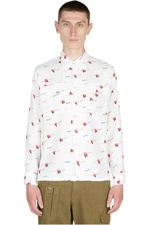 HUMAN MADE Overhemden, Heren, Wit, M, Rayon, Flamingo Print Overhemd