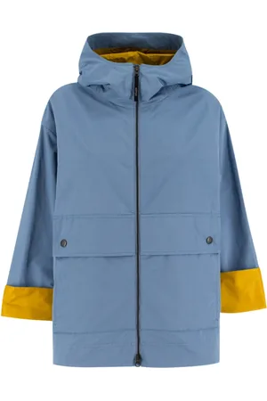 Aspesi Jassen, Dames, Blauw, XS, Katoen, Compacte polyester en katoenen canvas jas met contrasterende voering