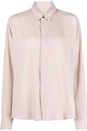 Ami Blouses & Shirts, Dames, Roze, L, Roze Overhemd met Lange Mouwen en Klassieke Kraag