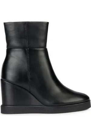 Geox Schoenen, Dames, Zwart, 38 EU, Leer, Zwarte Enkellaarsjes voor Dames