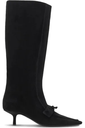Burberry Schoenen, Dames, Zwart, 37 EU, Zwarte Suede Hoge Laarzen met Kwastje