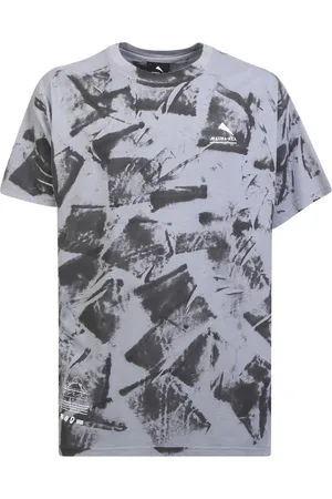 MAUNA KEA Tops, Heren, Grijs, M, Katoen, Logo Print T-Shirt, Grijs, Lange Mouwen