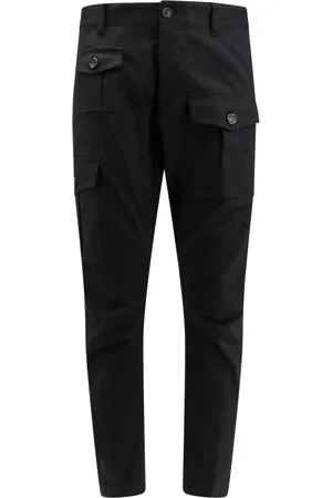 Dsquared2 Broeken, Heren, Zwart, XL, Katoen, Cargo Broek met Logo Patch