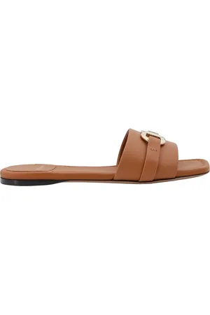Salvatore Ferragamo Schoenen, Dames, Bruin, 36 1/2 EU, Leer, Bruine leren sandalen met vierkante neus