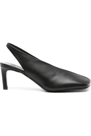 Jil Sander Schoenen, Dames, Zwart, 37 EU, Leer, Zwarte leren slingback met lage hak