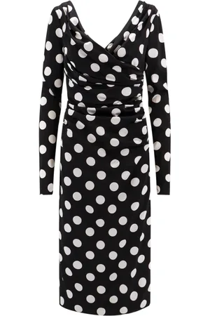 Dolce & Gabbana Kleedjes, Dames, Zwart, L, Polkadot Viscose Jurk