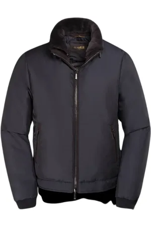 MOORER Jassen, Heren, Blauw, 5Xl, Suède, Iridescent Goose Down Bomberjack