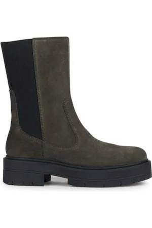 Geox Schoenen, Dames, Grijs, 36 EU, Leer, Donkergrijze Spherica EC7 Booties