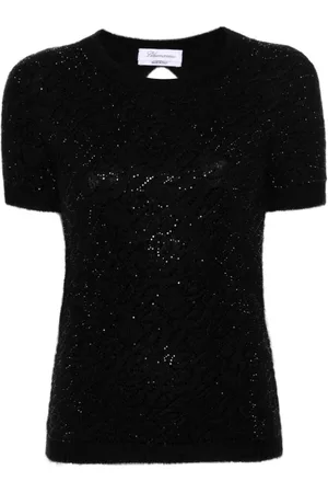 BLUMARINE Tops, Dames, Zwart, M, Paricollo Zwarte Shirt