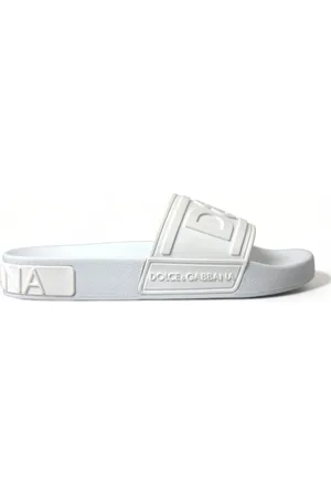 Dolce & Gabbana Schoenen, Dames, Wit, 36 EU, Geëmbosseerde Rubberen Slides