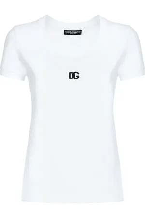 Dolce & Gabbana Tops, Dames, Wit, S, Katoen, Klassiek T-shirt